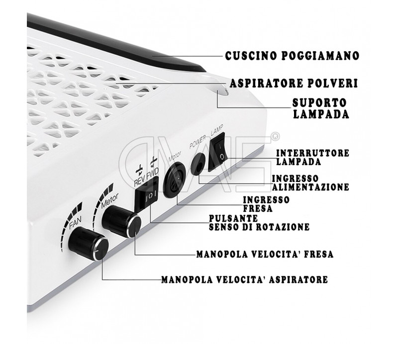 All-in-One Estetista Fresa Aspiratore Lampada Led Set Punte