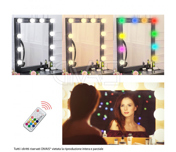 Lampade Make Up universali per specchio Multicolor RGB