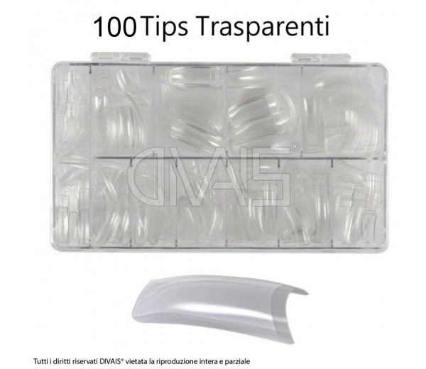 Unghie Finte Tips Trasparenti Scalino Basso 100pz ricostruzione
