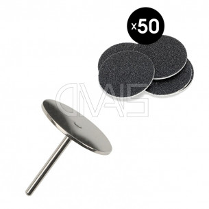 Punta Fresa a Disco 25mm e 50 Dischi Abrasivi Adesivi Grana Dura