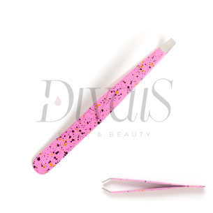 Pinzetta Per Sopracciglia Rosa Punta Obliqua