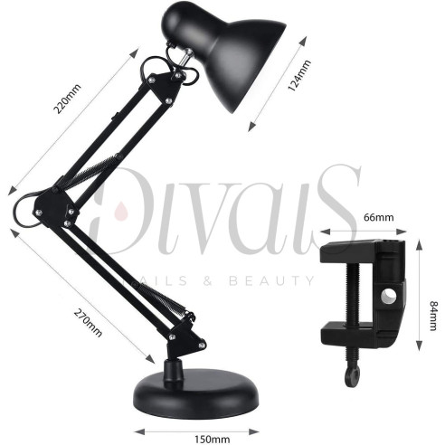 Lampada Estetista Pieghevole Con Base e Morsetto