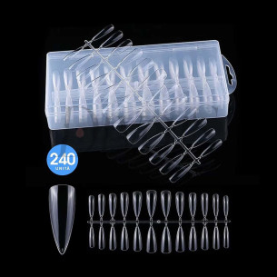 Tips Fullcover In Gel Stiletto Corto Trasparente