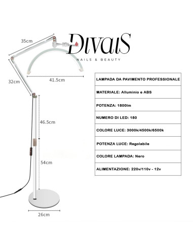 Lampada Da Pavimento Moon con Stativo Pieghevole