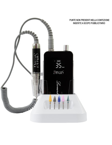 Fresa Unghie Professionale Ricaricabile Leonardo Move – 35.000 RPM, 80W, Torque 4.9Ncm